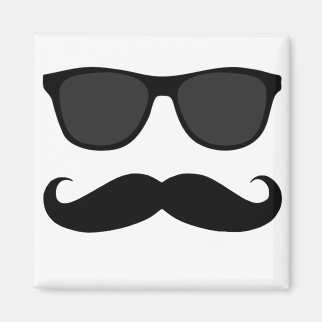 Svart mustache och Sunglasses Humor Gift Magnet (Framsidan)
