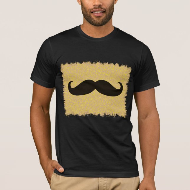 Svart mustache på leoparhud tee shirt (Framsida)