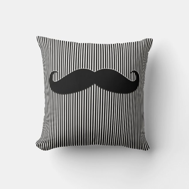 Svart mustasch och rolig dekorativ kudde för (Framsida)