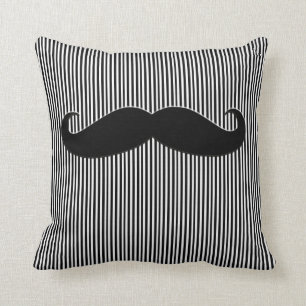 Svart mustasch och rolig dekorativ kudde för