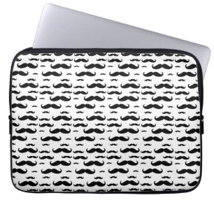 Svart mustaschmönster laptop fodral