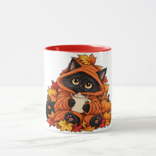 Svart, mysig katt mugg