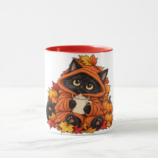 Svart, mysig katt mugg