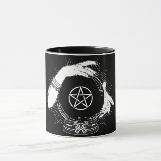 Svart Mystisk Spådam Mystisk Kristallboll Mugg (Center)