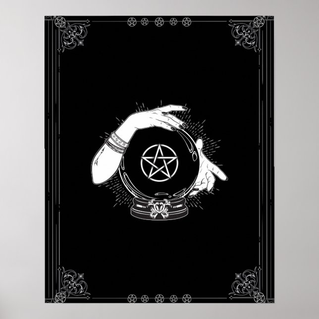 Svart Mystisk Spådam Mystisk Kristallboll Poster (Framsidan)