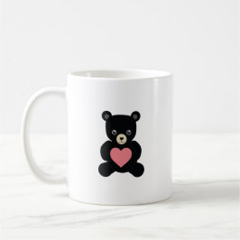 Svart Nalle med hjärta Kaffemugg