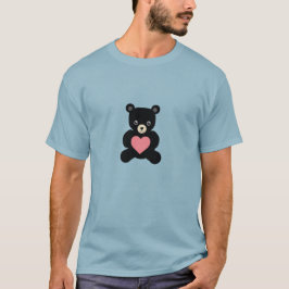 Svart Nalle med hjärtförskjutning T Shirt