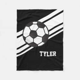 Svart namn för personlig för fotbollbollsportar fleecefilt