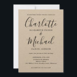 Svart Namnteckning skript Rustic Kraft Bröllop  Inbjudningar<br><div class="desc">Den här inbjudan från elegant bröllop kan vara personlig med dina uppgifter i chic,  svart text på ett namnteckning kraftkort. Designad av Thisisnotme©</div>