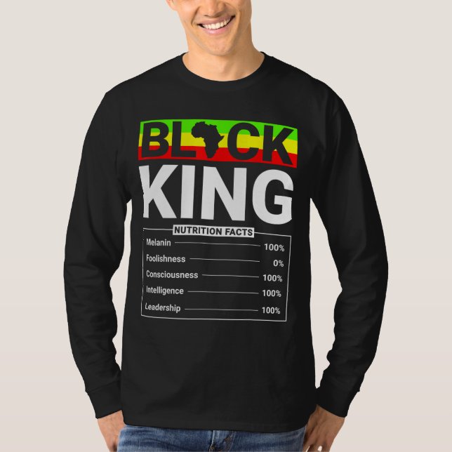 Svart näringsvärdesdeklaration för Kung P T Shirt (Framsida)