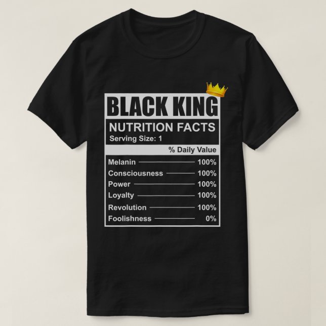 Svart näringsvärdesdeklaration för Kung P T Shirt (Design framsida)