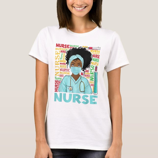 Svart näsa Afro Magic&Black History Månad Nurse M T Shirt (Framsida)