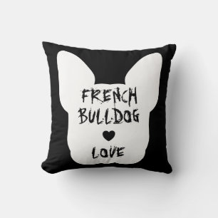 Svart näsa kärlek Ansikte Abstrakt Fransk Bulldog Kudde