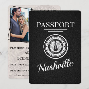 Svart Nashville Passport sparar datum Spara Datumet
