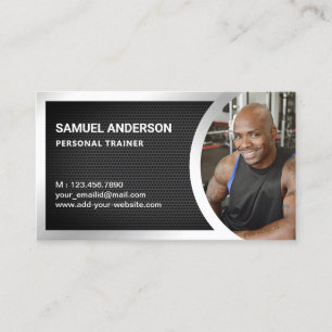 Svart nät silver fitness personlig tränare foto visitkort