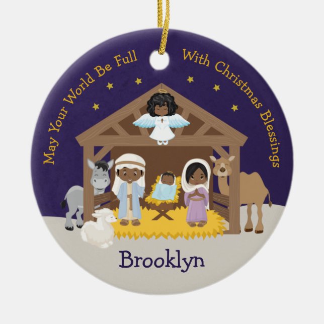 Svart nativitetscen julgransprydnad keramik (Framsidan)