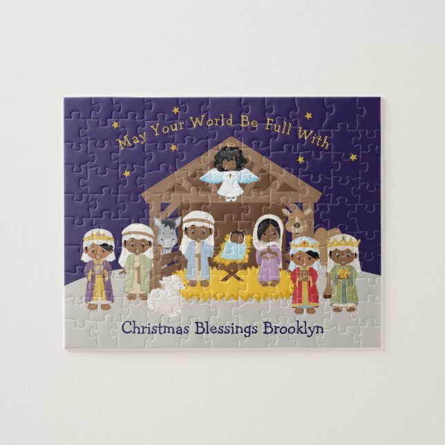 Svart nativitetsscen pussel (Horisontell)