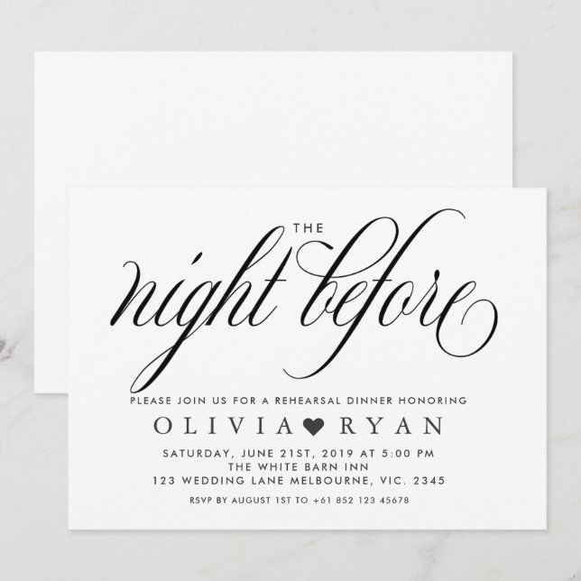 Svart natten före inbjudan (Fram/baksida)