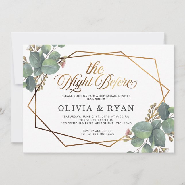 Svart natten före inbjudan till geo eucalyptus (Framsida)