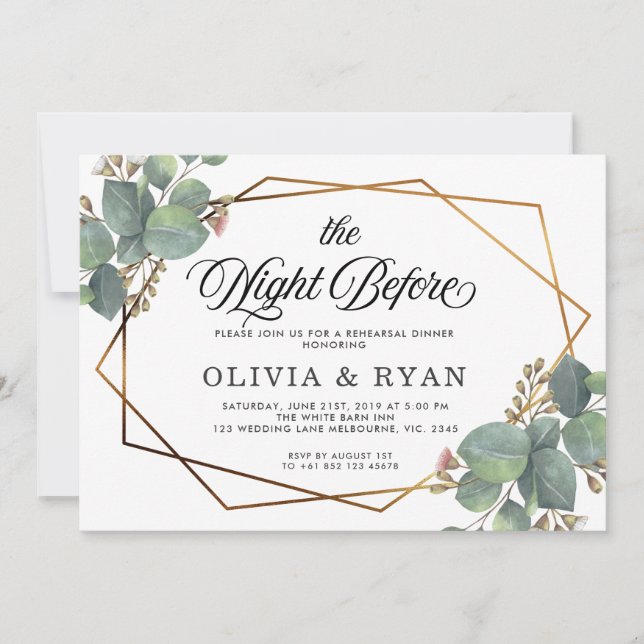 Svart natten före inbjudan till geo eucalyptus (Framsida)