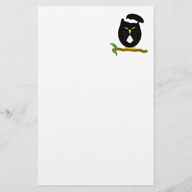 Svart nattuggla design brevpapper (Framsida)