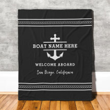 Svart nautisk båtnamn Välkommen ombord Ankar