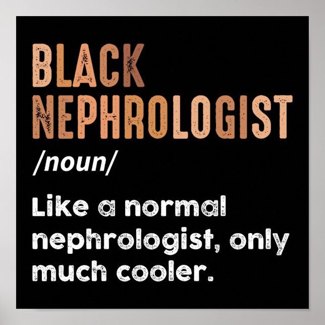Svart nefrologdefinition Rolig nefrologi Poster (Framsidan)