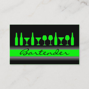Svart neon grönt bartender-affärskort visitkort