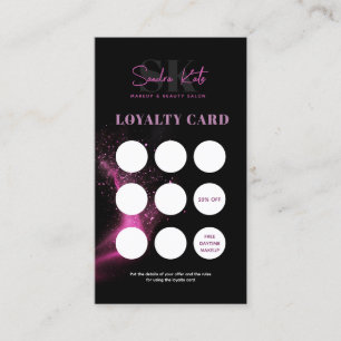 Svart neon rosa skönhetssalong QR-kod lojalitetsko Visitkort
