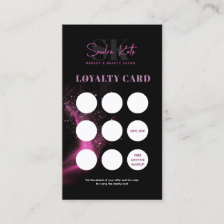 Svart neon rosa skönhetssalong QR-kod lojalitetsko Visitkort