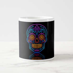 Svart, neon socker skalle/dag för döda välkommen jumbo mugg