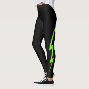 Svart neongröntblixt kasta i sig damasker leggings