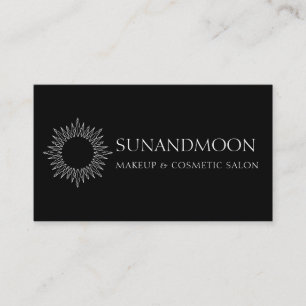 Svart Neutral Andlig Handskriven Sol Måne Visitkort