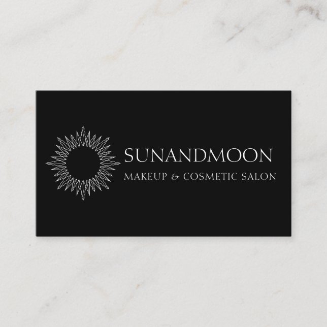 Svart Neutral Andlig Handskriven Sol Måne Visitkort (Framsida)