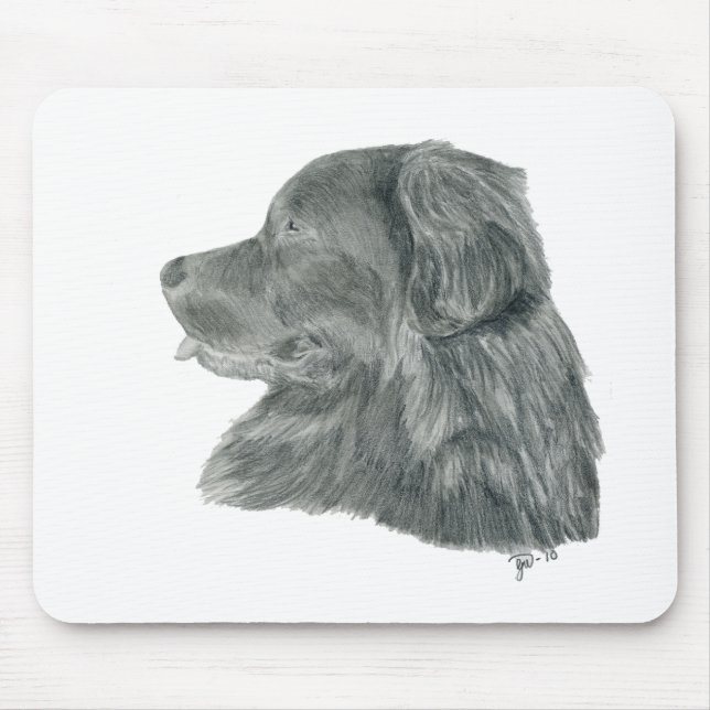svart newfoundland hund musmatta (Framsidan)