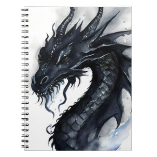 Svart Nidhogg Dragon Notebook Watercolor Design Anteckningsbok