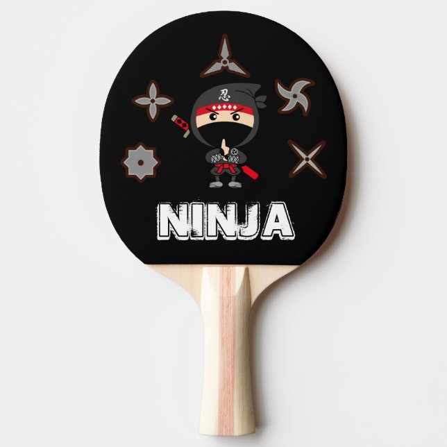Svart Ninja pojke Pingisracket (Framsidan)