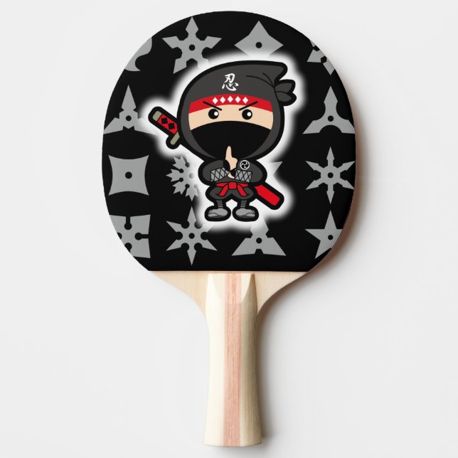 Svart Ninja pojke Pingisracket (Framsidan)