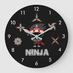 Svart Ninja pojke Stor Klocka