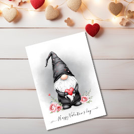 Svart nom med Rosa Heart-Valentineser Julkort