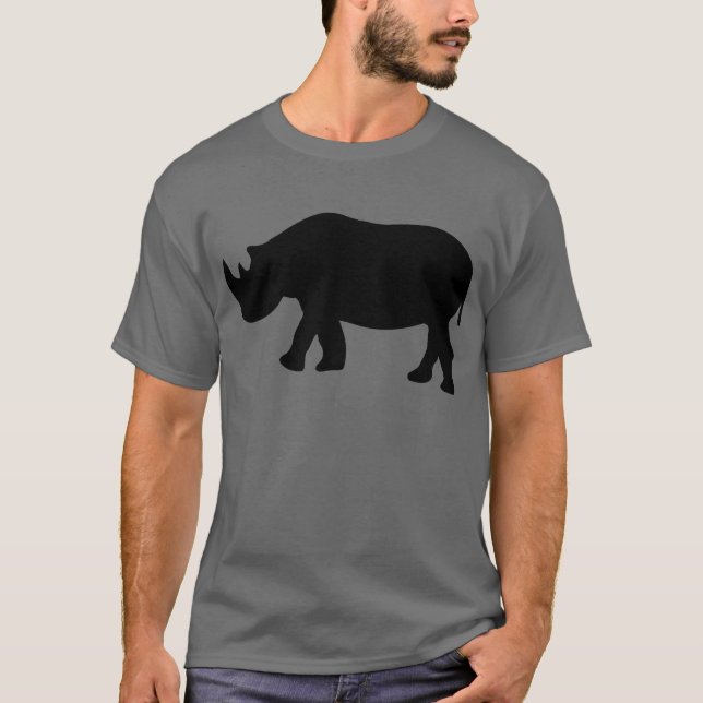 svart noshörningnoshörningillustration t shirt (Framsida)