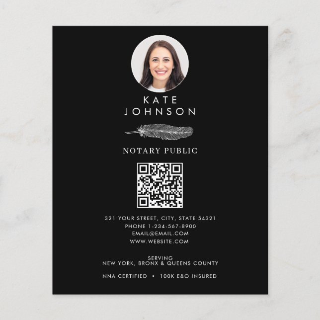 Svart notary Signing Agent Quill Logotyp Photo Flygblad (Framsidan)