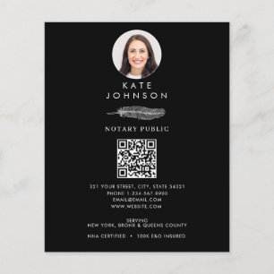 Svart notary Signing Agent Quill Logotyp Photo Flygblad
