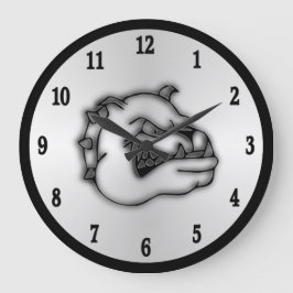 Svart nummer för Crazed Bulldog Wall Clock Stor Klocka
