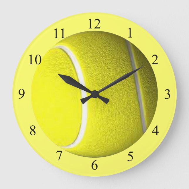 Svart nummer för Tennis Boll Sport Wall Clock Blac Stor Klocka (Framsida)