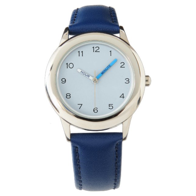 Svart nummer på Blek Blue wat Armbandsur (Framsida)