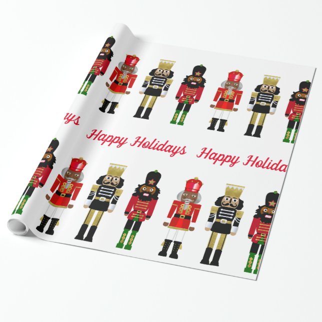 Svart Nutcracker Glad helg Wrapping Papprare Presentpapper (Utrullad)