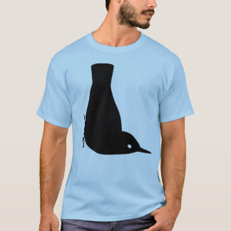 Svart Nuthatchfågel som nedåt vänder mot Tee Shirt