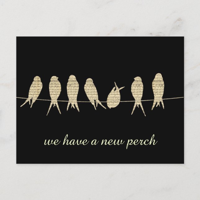 Svart Ny Plats Adressändring Meddelande Vykort (Framsida)