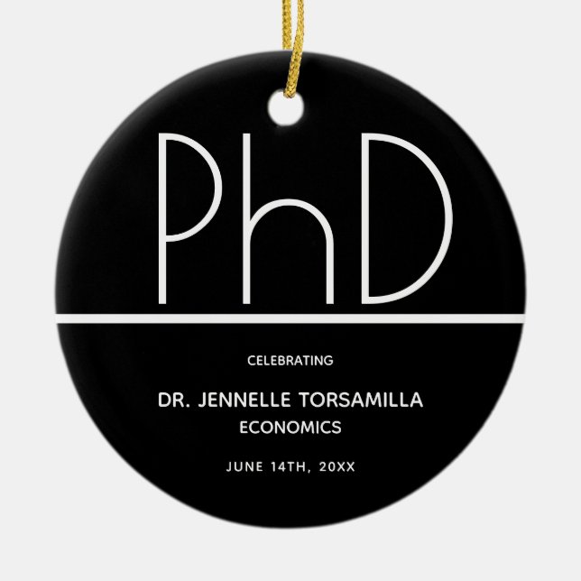 Svart nyckelspel i PhD-Studentfest Julgransprydnad Keramik (Framsidan)